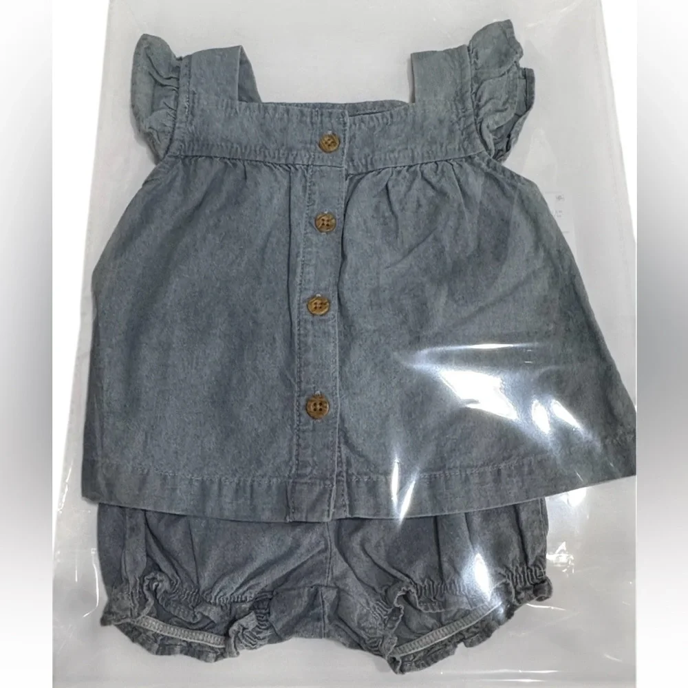 Carter's Blue Denim Buttoned Diaper Cover Set